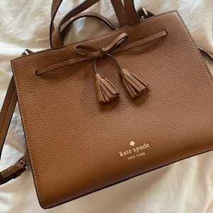 Tan Kate Spade Purse with Red Interior
